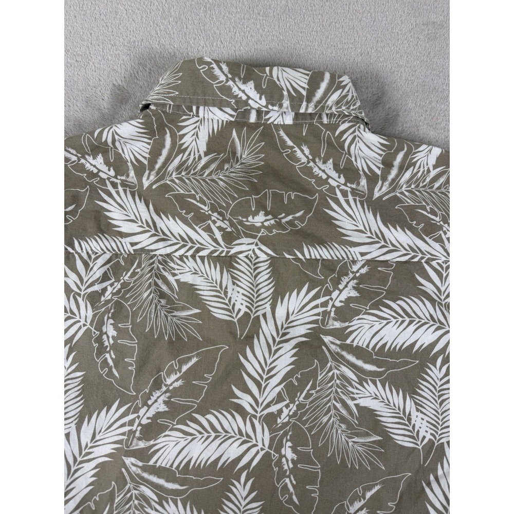JOGAL Mens L Tropical Leaf Shirt Green White Short Sleeve Button Up 100% Cotton - Picture 14 of 15